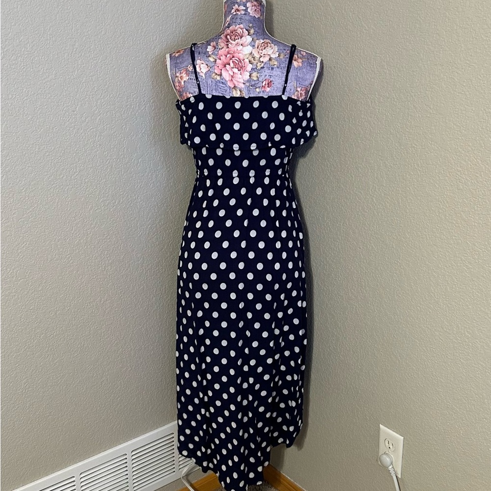 Xhilaration Navy Polka Dot Midi Dress - Picture 2 of 5